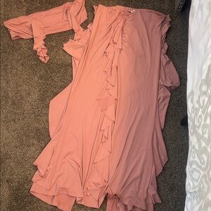 Elegant Pink Ruched Maxi Skirt set 2 pieces